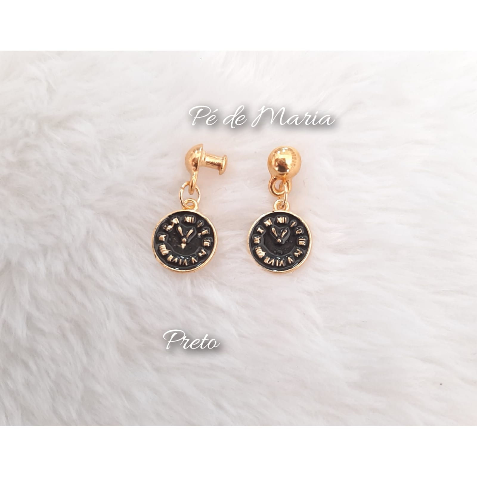 p102 - Piercing de relogio banhado a ouro pintura em resina - par