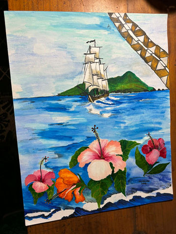 Awas Fenua. Created and painted in Water colour by Meralda Warren