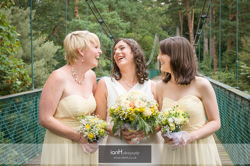 Bride and Bridesmaids laughing