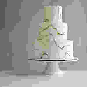 3 Tier Wedding Cake with White and Gold Marble Design