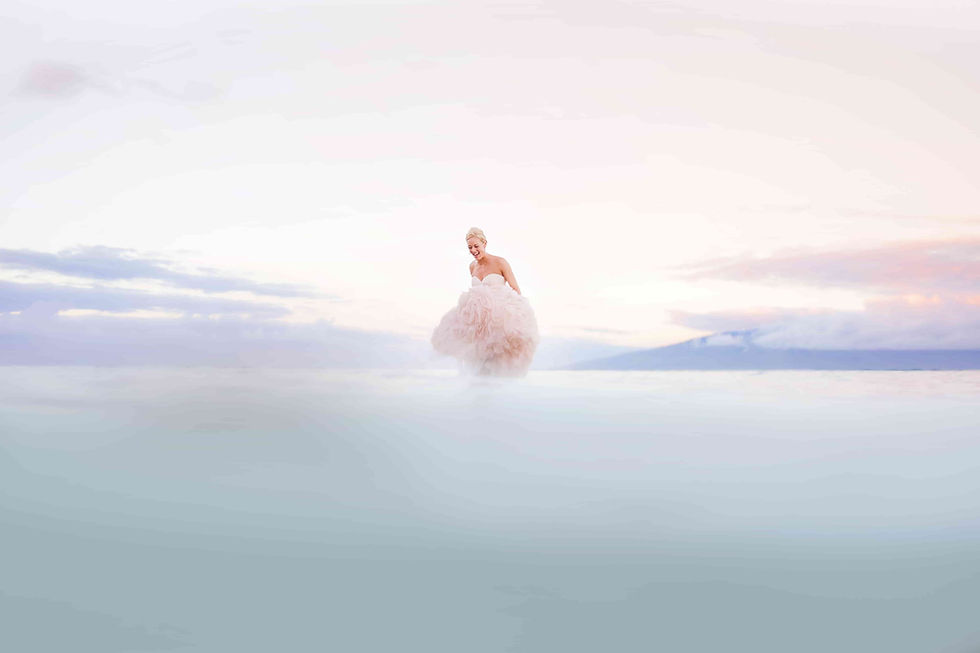 Pre Wedding Photoshoot: Bride in her light pink gown in the sea