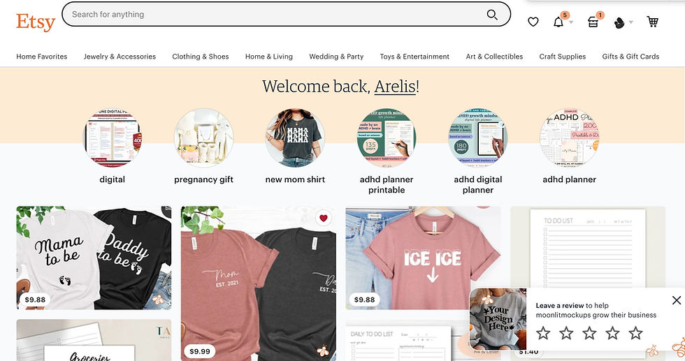 Selling on etsy website screenshot
