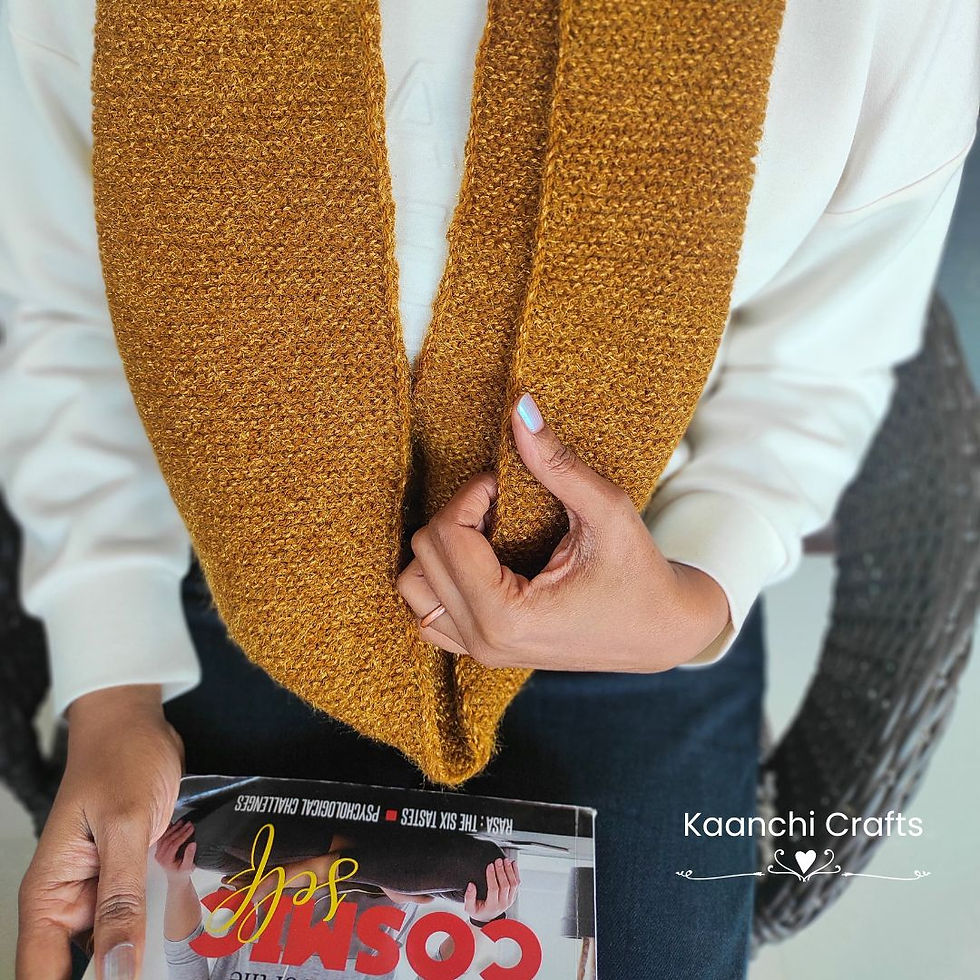 Thumbnail: Handknitted Infinity Muffler/ Neck Scarf - Mustard Glow