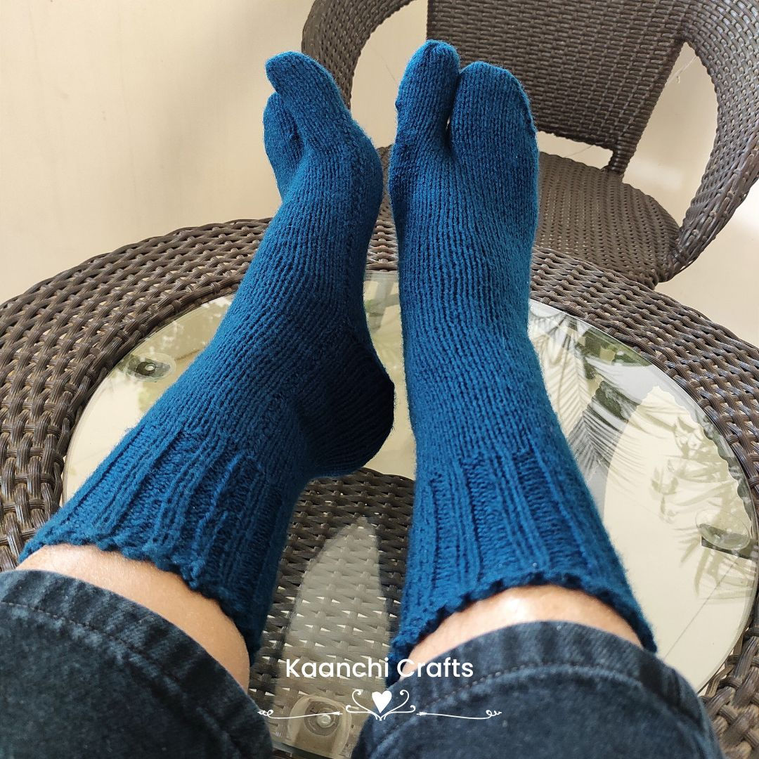 Handknitted Long Socks - Cobalt Blue