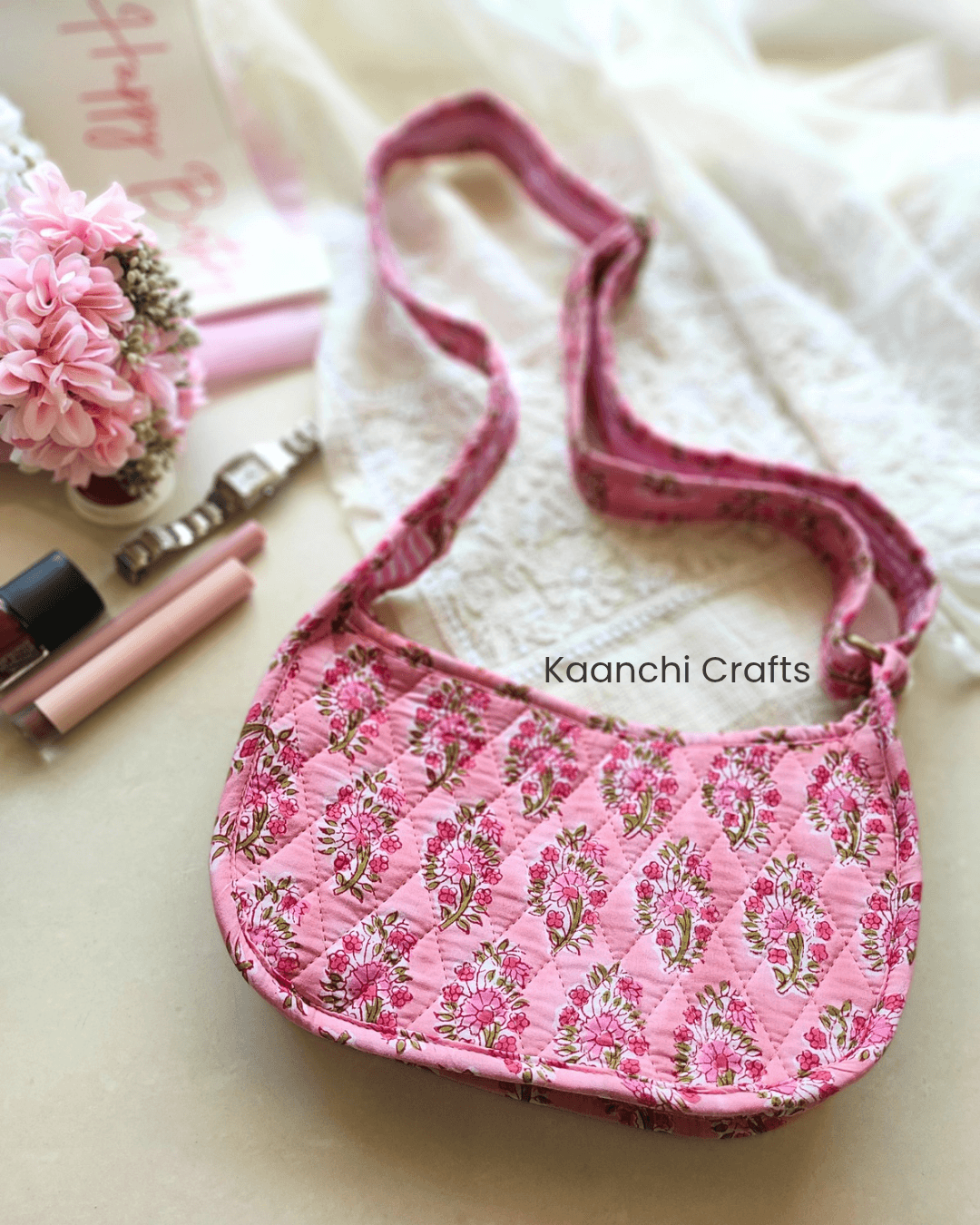 Gul Gulaab - Handblock Sling Bag