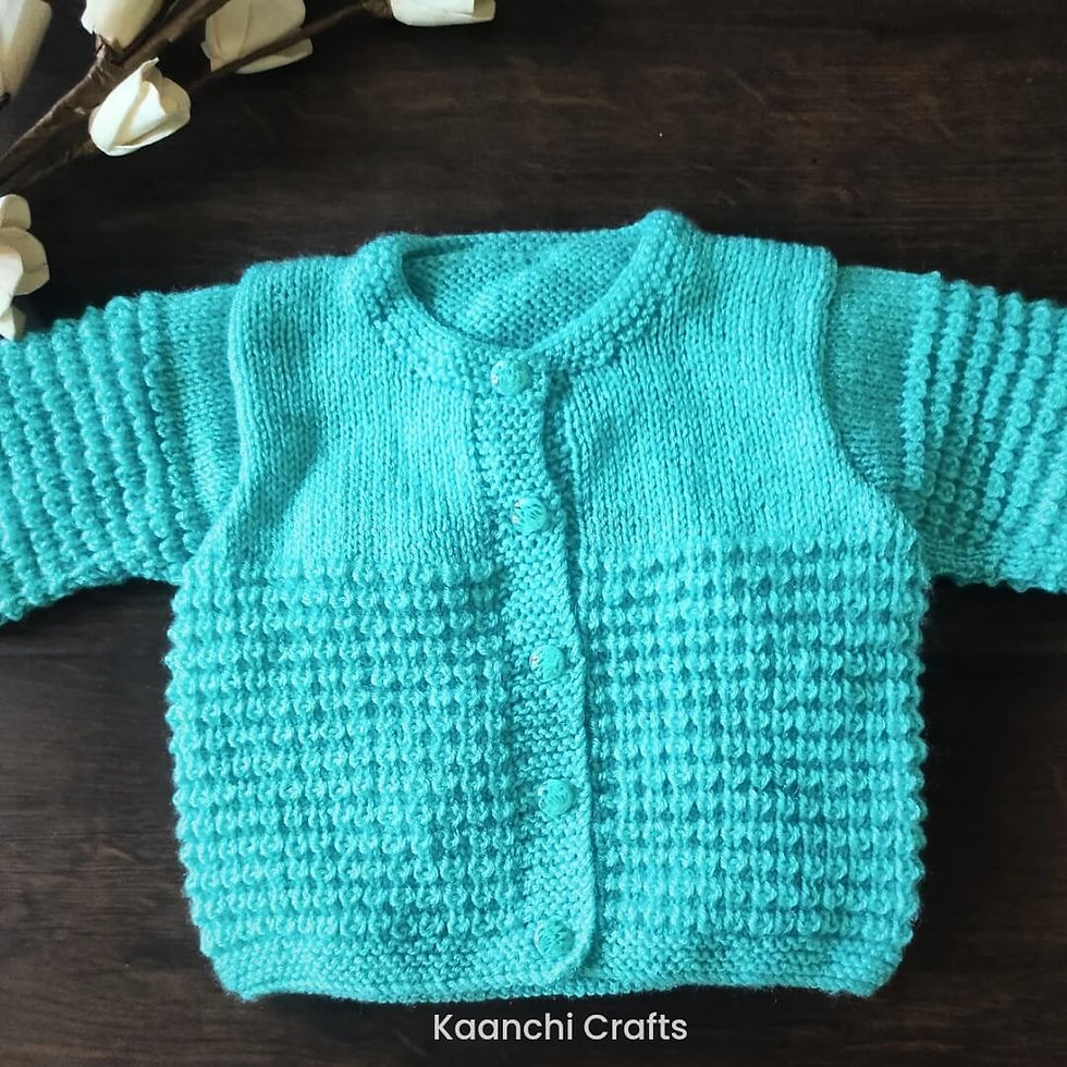 Thumbnail: Aqua Blue - Newborn Handknit Baby Set