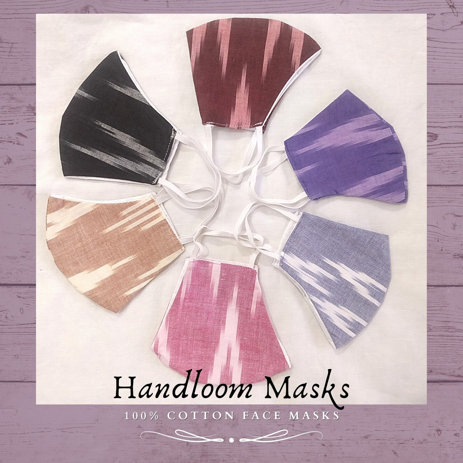 3 Ply Ikkat Cotton Face Masks - Set of 6
