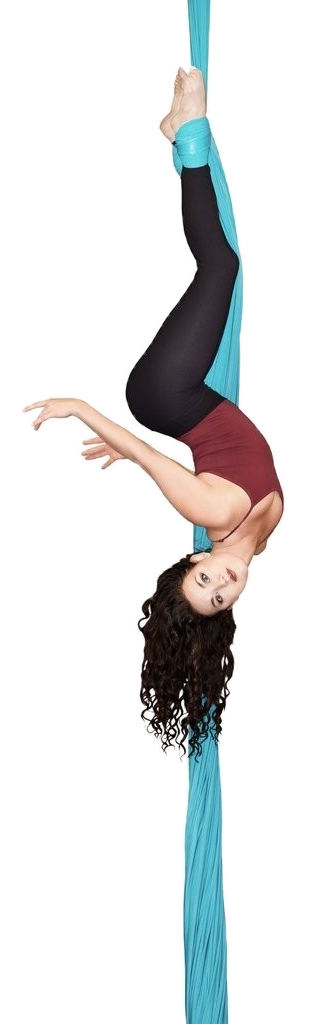 Aeria Silk online training. 2 week free trial of APTV. Jill Franklin suspendedin ankle hook in slk. Downlod the aptv app