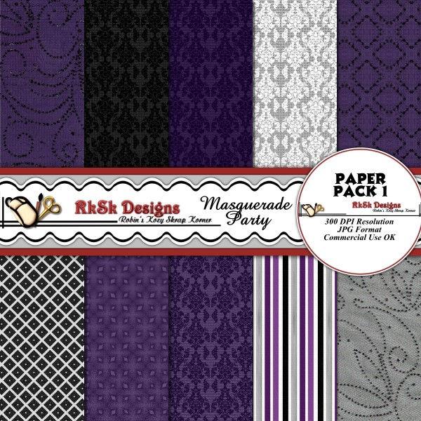 Thumbnail: Masquerade Party Digital Scrapbooking Kit