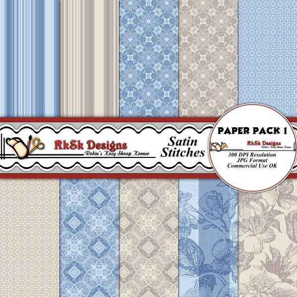 Thumbnail: Satin Stitches Digital Scrapbooking Kit