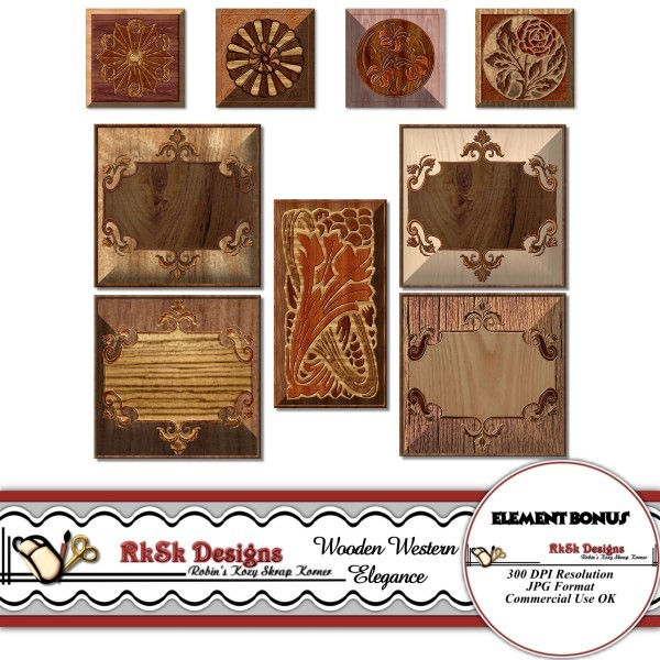 Thumbnail: Wooden Western Elegance Digital Scrapbooking Kit