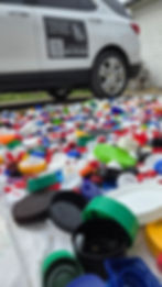 Bottle caps drying.