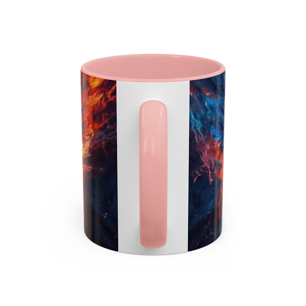 Thumbnail: Phoenix Soul Accent Coffee Mug — Fiery and Icy Mythical Bird Design (11/15oz)