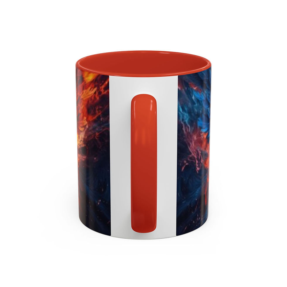 Thumbnail: Phoenix Soul Accent Coffee Mug — Fiery and Icy Mythical Bird Design (11/15oz)
