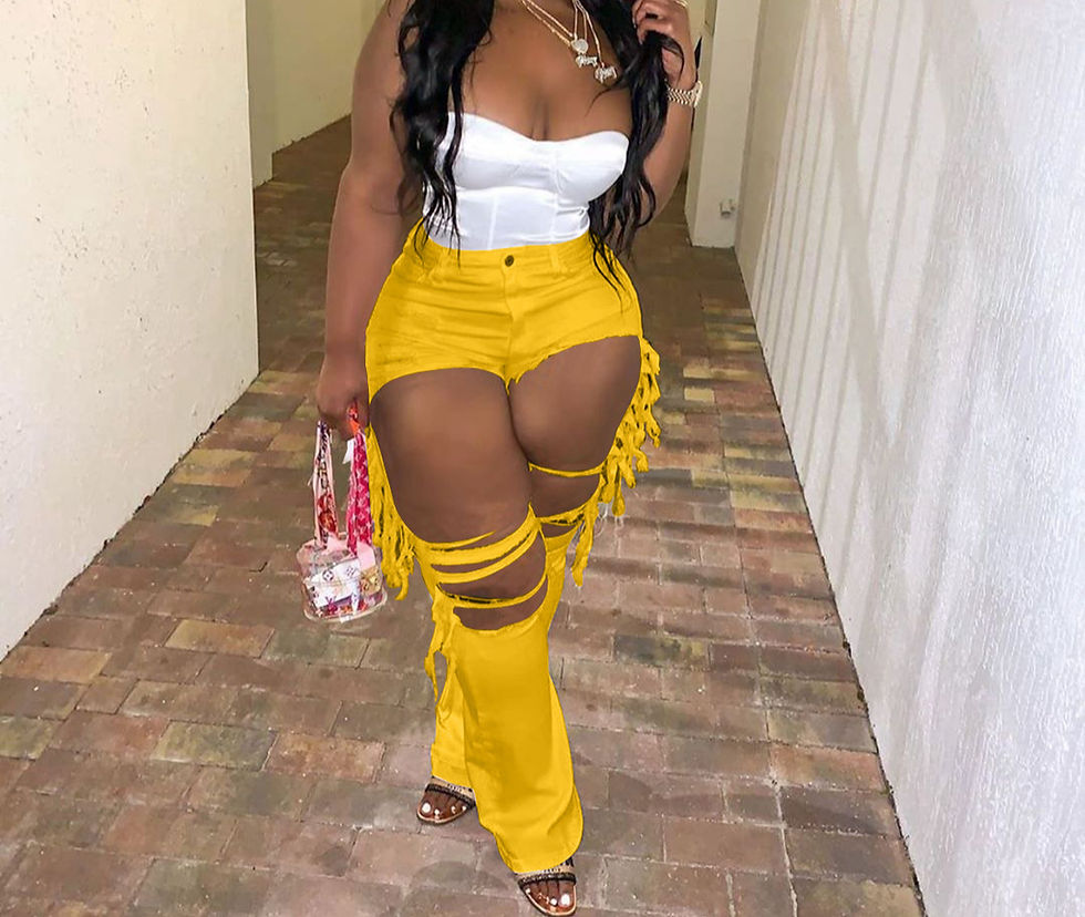 Thumbnail: Mid Waist Ripped Flare Jeans for Women Solid Color Trendy Denim Trousers