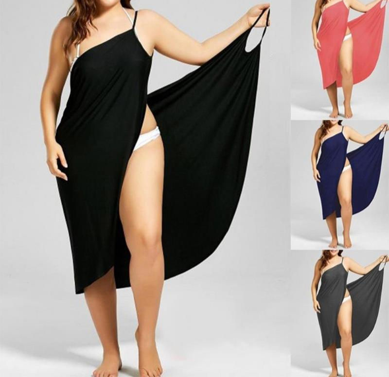 Women Backless Crossover Beach Dress with Straps and Sheer Wrap Skirt Cover