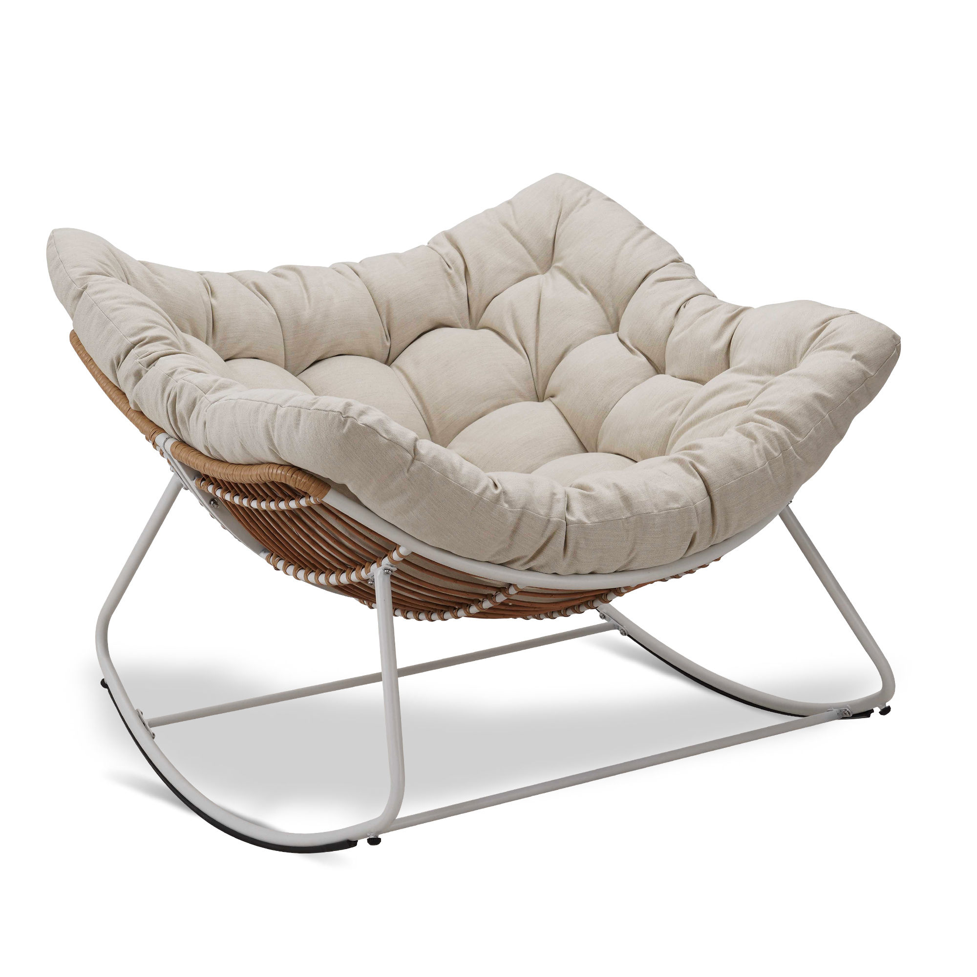 Outdoor Wicker Egg Rocking Chair - Oversized Papasan Indoor/Patio Chair