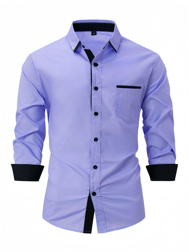 Thumbnail: Men’s Solid Color Business Dress Shirt – System Buckle Design, Formal Style