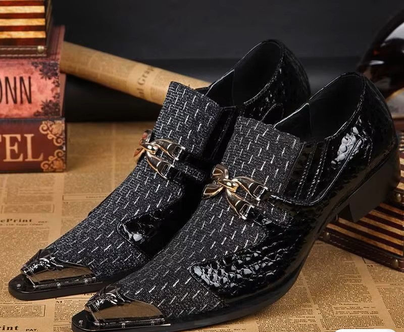 Thumbnail: Men Dress Shoes Red Brick Inlaid Design Luxury Style Party Wedding Loafers