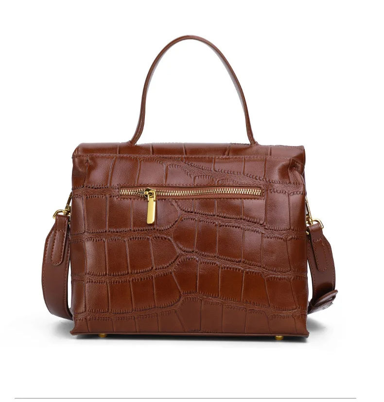 Thumbnail: Luxury Crocodile Cow Leather Messenger Handbag for Women Designer Look