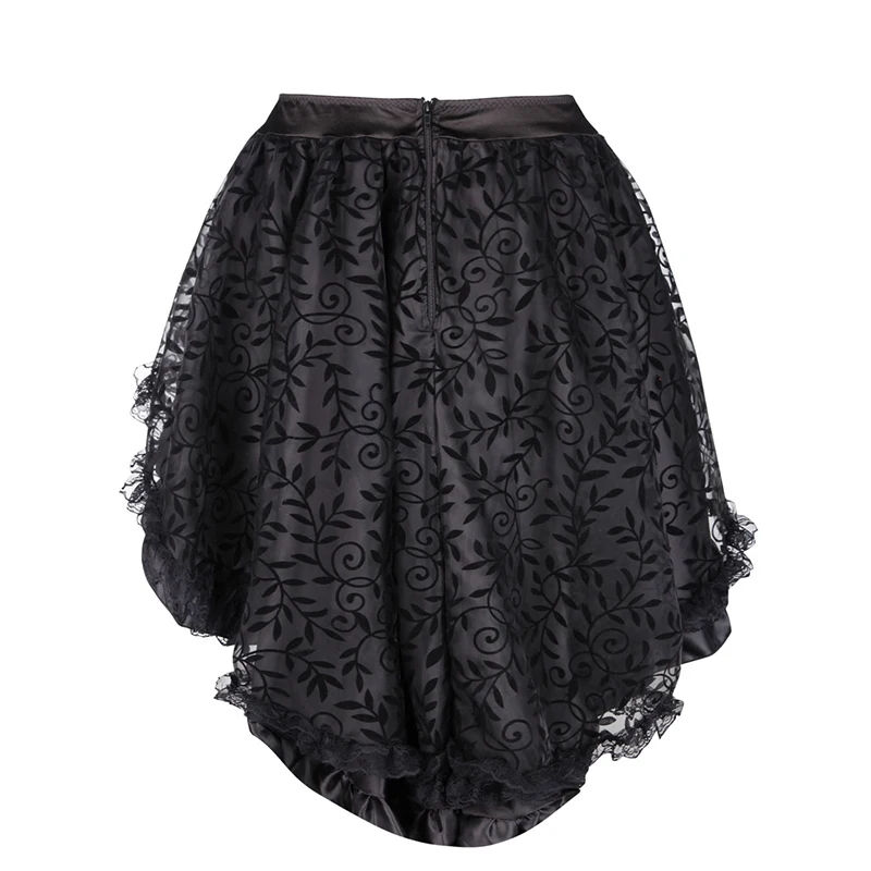 Thumbnail: Gothic Steampunk Floral Skirt for Women with Back Zipper in Plus Size Fit