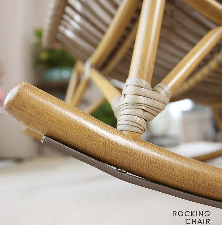 Thumbnail: Comfortable Beach Lounge Chair - Outdoor Rattan Rocking Sofa for Balcony