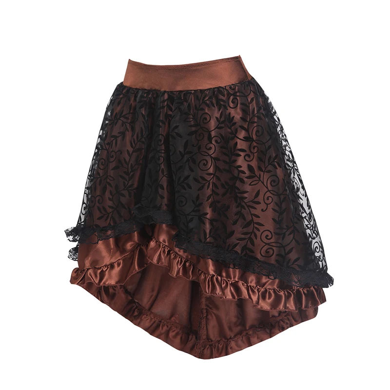 Thumbnail: Gothic Steampunk Floral Skirt for Women with Back Zipper in Plus Size Fit