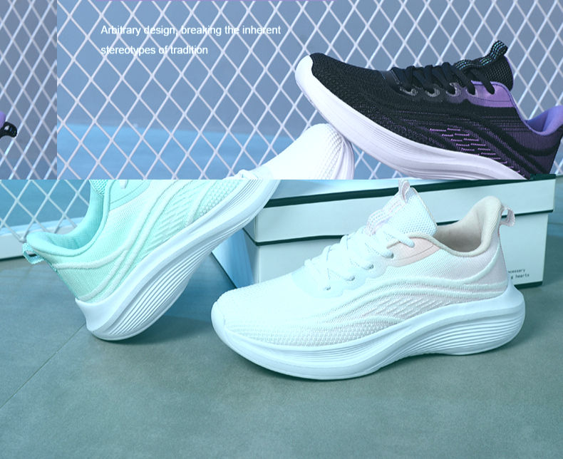 Thumbnail: Women Summer Casual Shoes Breathable Mesh Flying Woven Slip On Anti Slip Flats