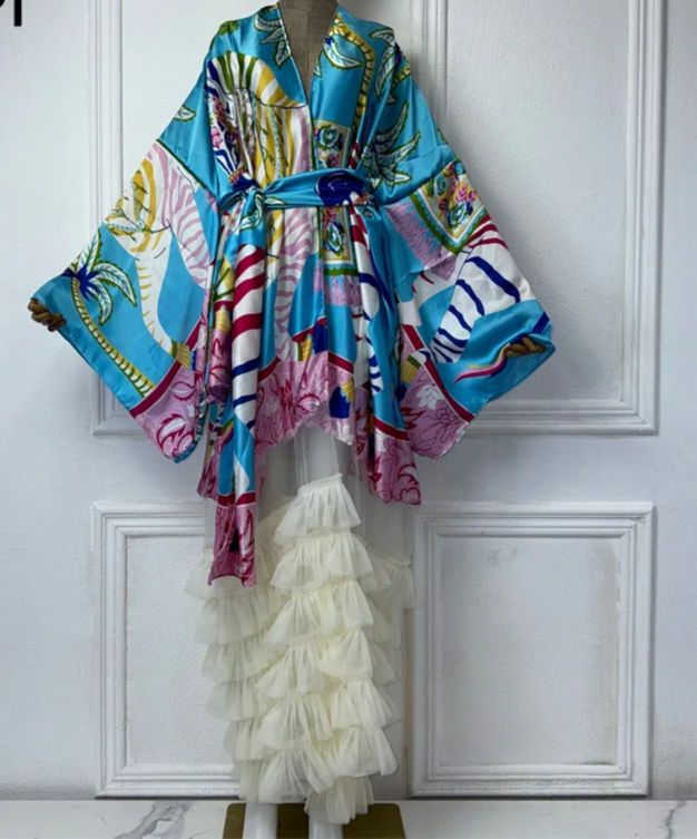 Thumbnail: Bohemian Print Long Sleeve Beach Cover Up for Women with Loose Cardigan Design