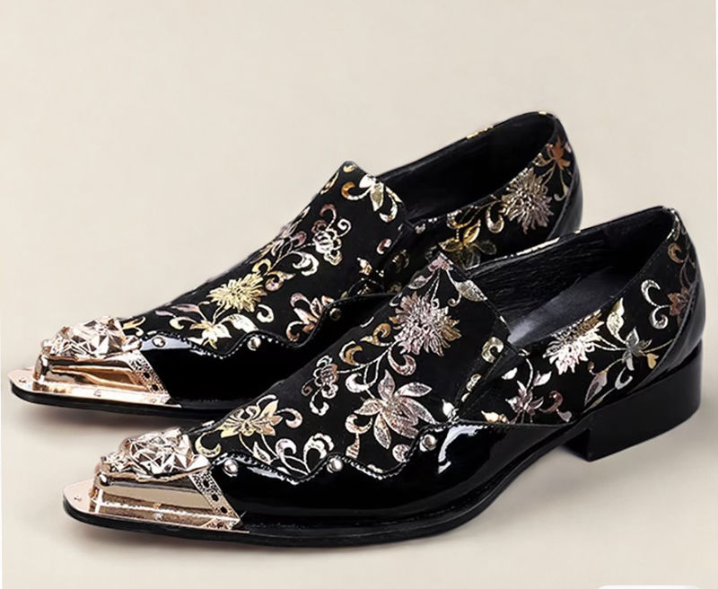Thumbnail: Men's Formal Leather Derby Shoes With Brown Patchwork Design For Luxury Styling
