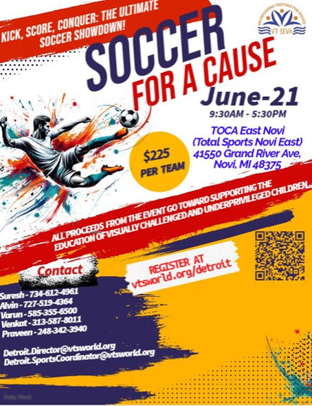 VT Seva Detroit Soccer For A Cause - 6th Annual Soccer Tournament - 2025