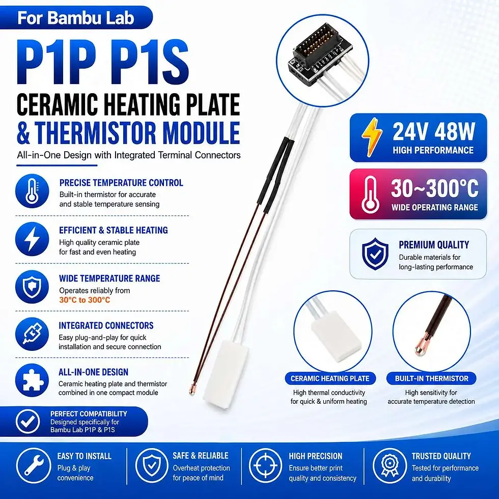 Thumbnail: BambuLab P1S/P1P Series Ceramic Heater And Thermistor Hotend Assembly