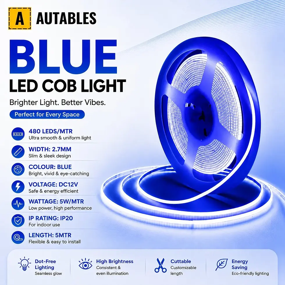 Thumbnail: Blue COB LED Strip Light 5 Meter, 480 LEDs/M, 2.7mm Ultra Narrow