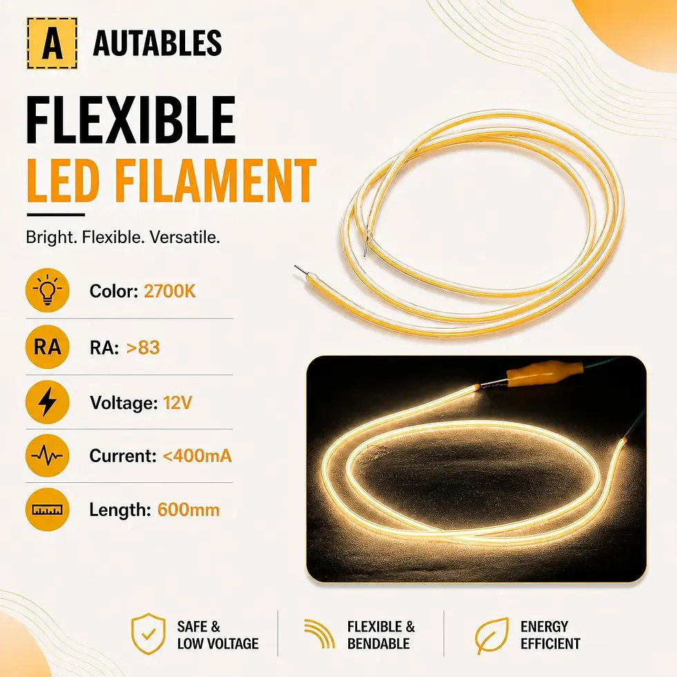 Thumbnail: Autables 2700K Warm White Flexible LED Filament Light–1.8mmDia 12V 600mm opp end