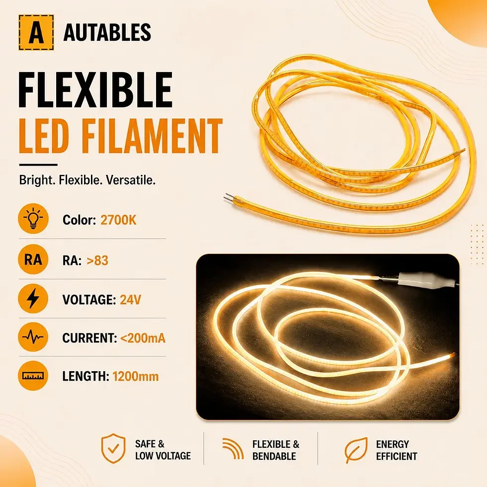 Thumbnail: Autables 2700K Warmwhite Flexible LED Filament Light–1.8mmDia 24V 1200mm opp end