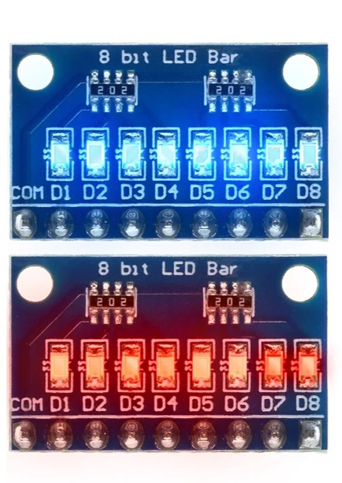 Thumbnail: DIY 8 Bit LED Indicator Blue & Red 5V 3.3V Anode / Cathode LED Indicator ARDUINO