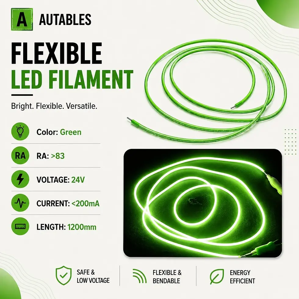 Thumbnail: Autables Green Flexible LED Filament Light–1.8mmDia 24V 1200mm opp ends