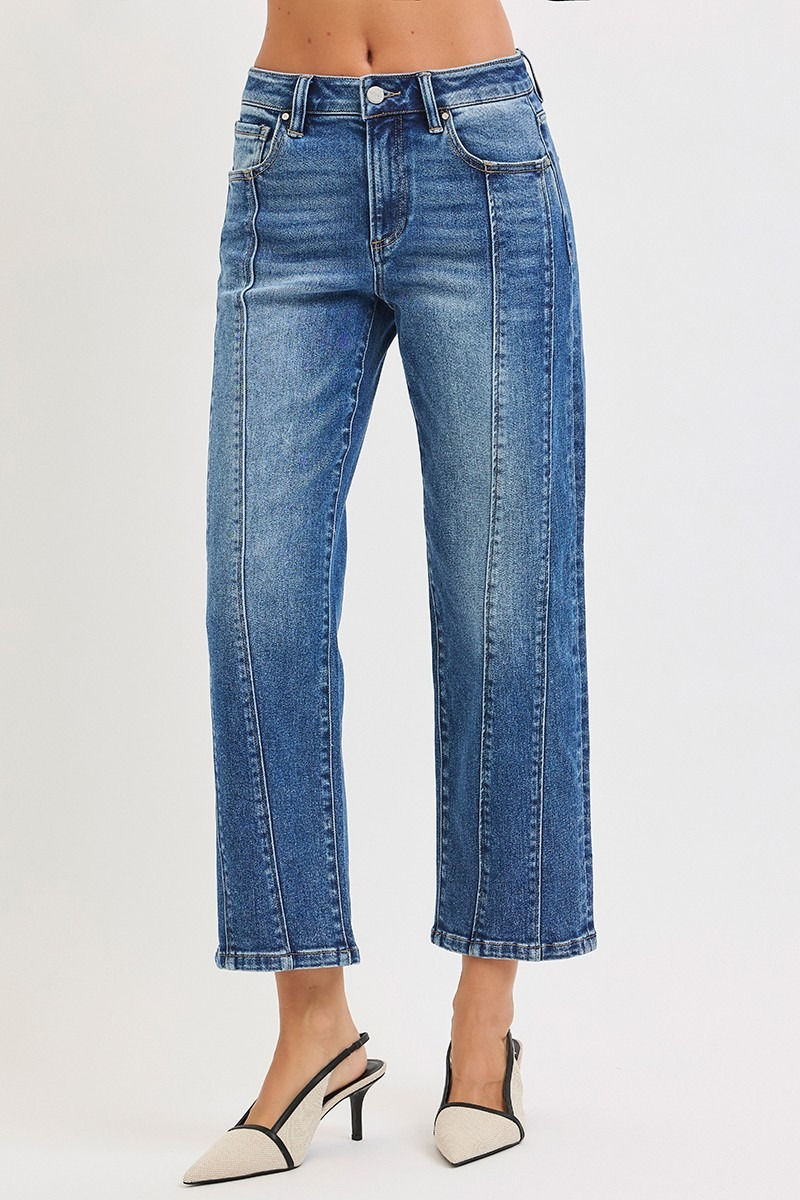 RISEN High Rise Crop Straight Jeans
