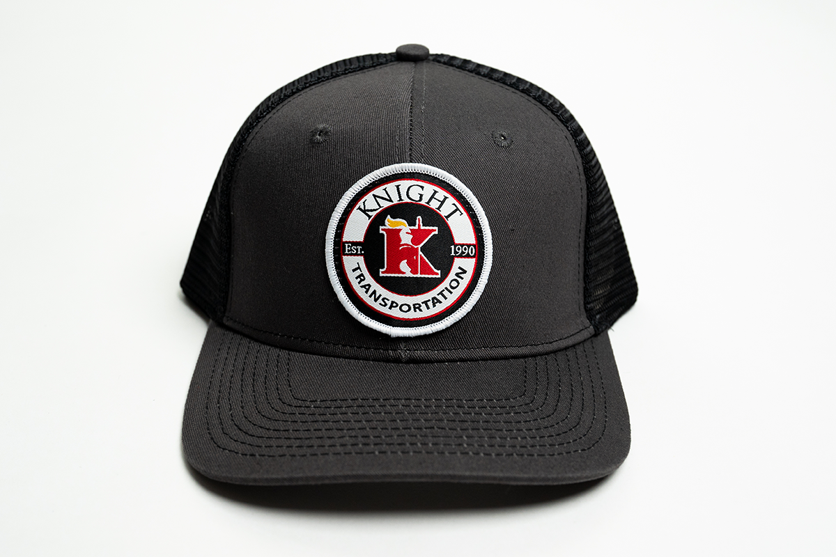 Classic Trucker Snapback Hat - Charcoal/Black  w/ Red K Patch