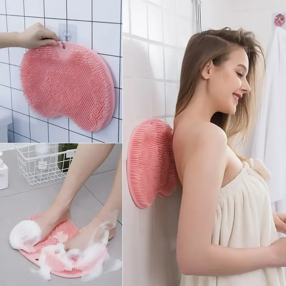 Thumbnail: Shower Foot Back Scrubber Silicone Massage Brush With Suction Cups Exfoliating