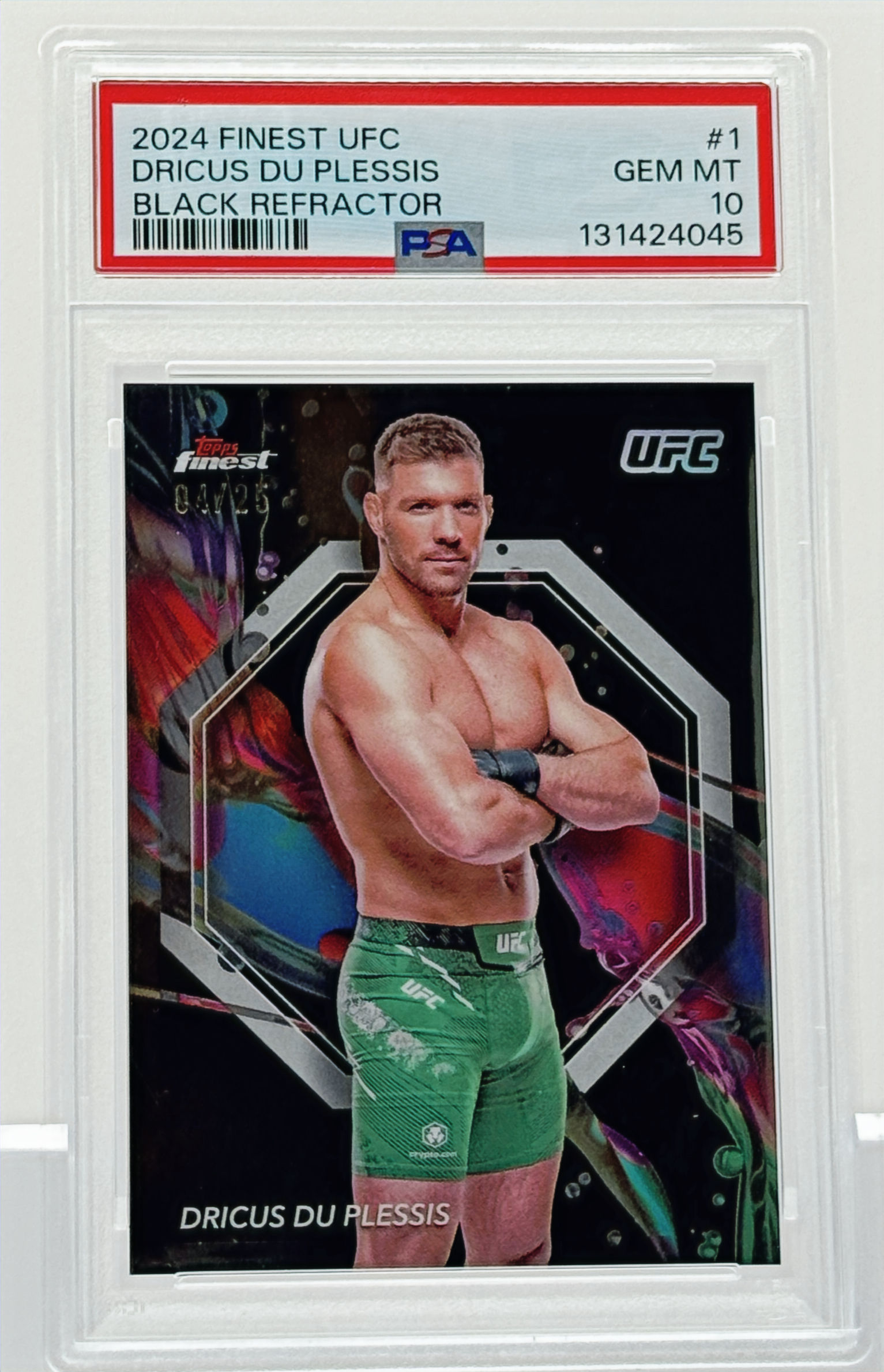 Dricus Du Plessis (2024) Topps Finest UFC #1 - Black Refractor - S# 04/25 - Front View