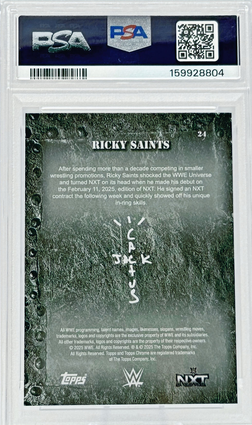 Ricky Saints (2025) Topps X Cactus Jack #24 S#008/299 Speckle Refractor Back View