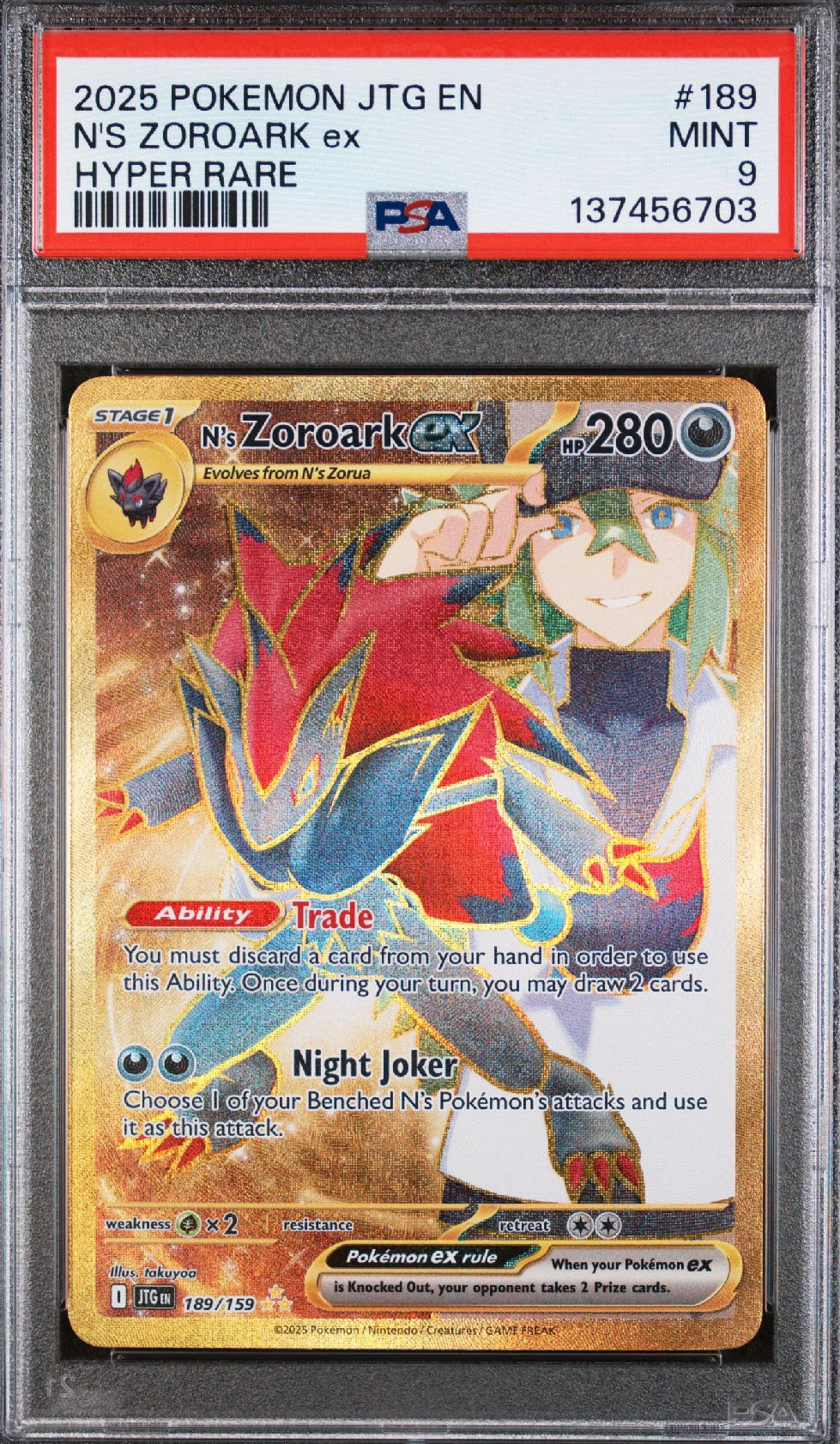 Zoroark ex - Pokémon (2025) Journey Together #189 - Secret Hyper Rare - Front View