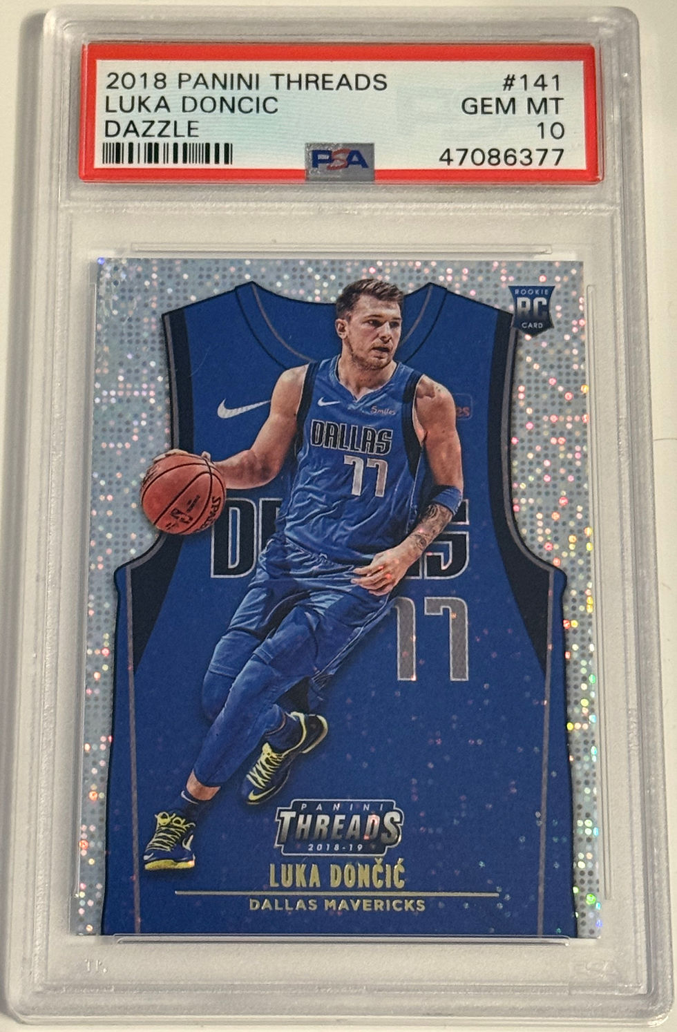Thumbnail: 2018 Panini Threads #141 Luka Doncic – Dazzle Parallel – Rookie Card - Front View