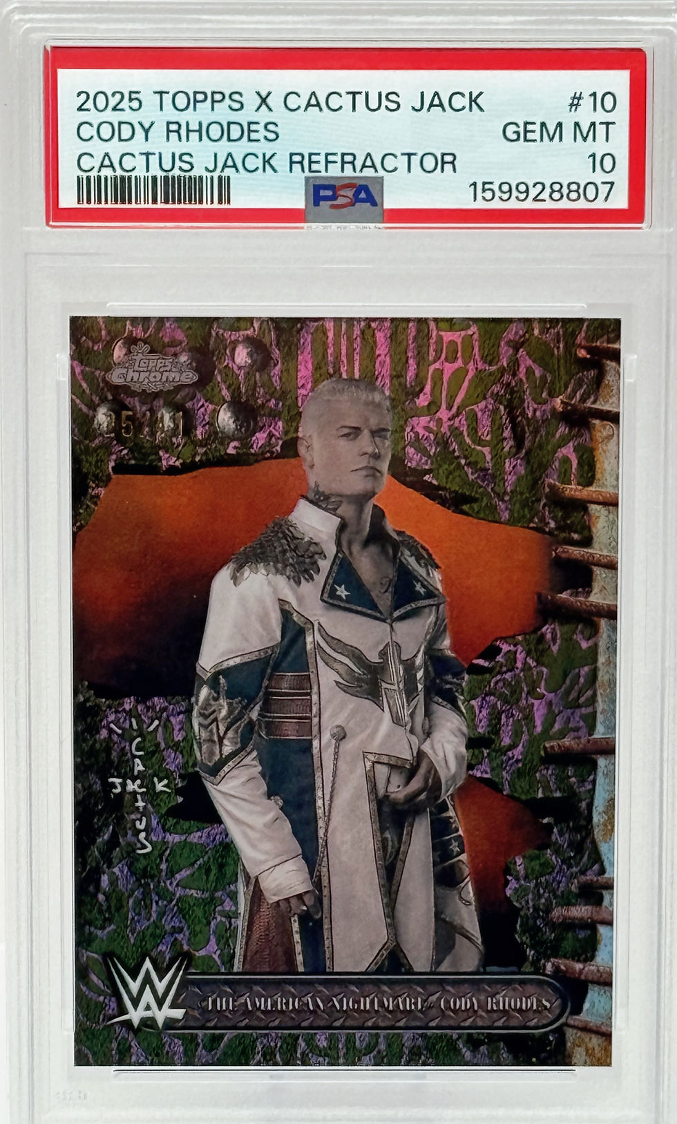 Cody Rhodes (2025) Topps X Cactus Jack #10 S#25/41 Cactus Jack Refractor Front View