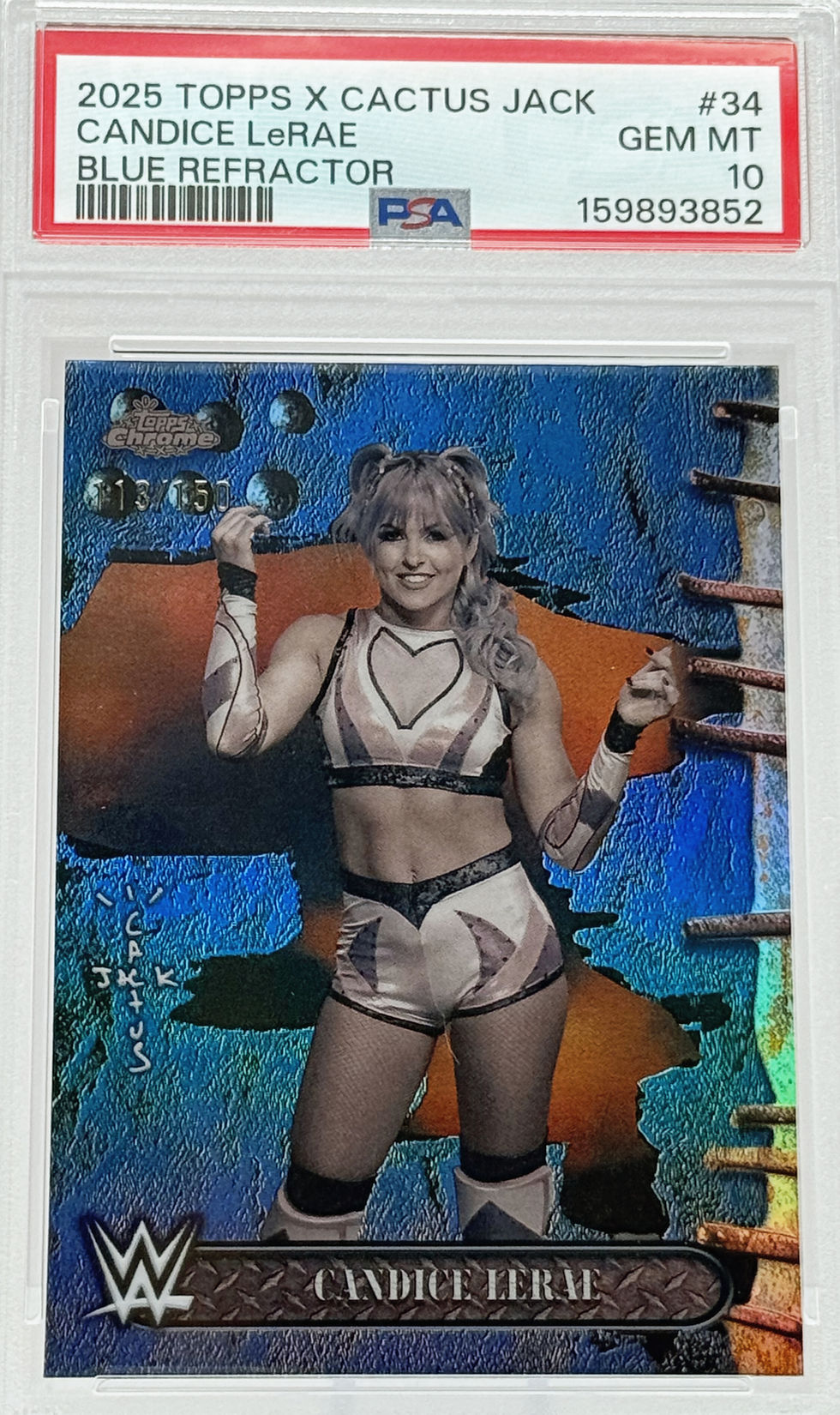 CANDICE LaRAE (2025) Topps WWE X Cactus Jack #34 S#113/150 Blue Refractor Front View