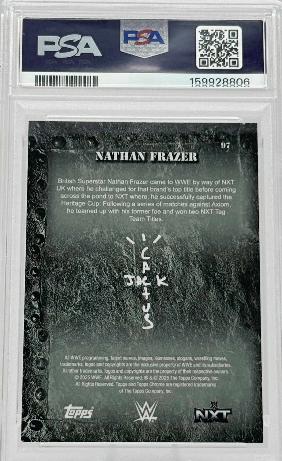 Nathan Frazer (2025) Topps X Cactus Jack #97 S#191/199 Aqua Shimmer Refractor Back View