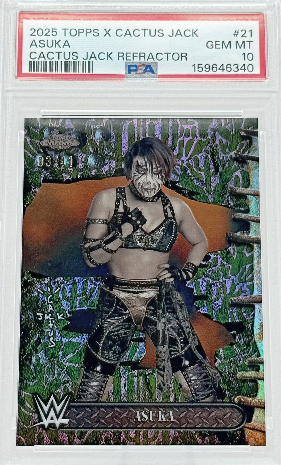 Asuka (2025) Topps X Cactus Jack #21 S#03/41 Cactus Jack Refractor Front View