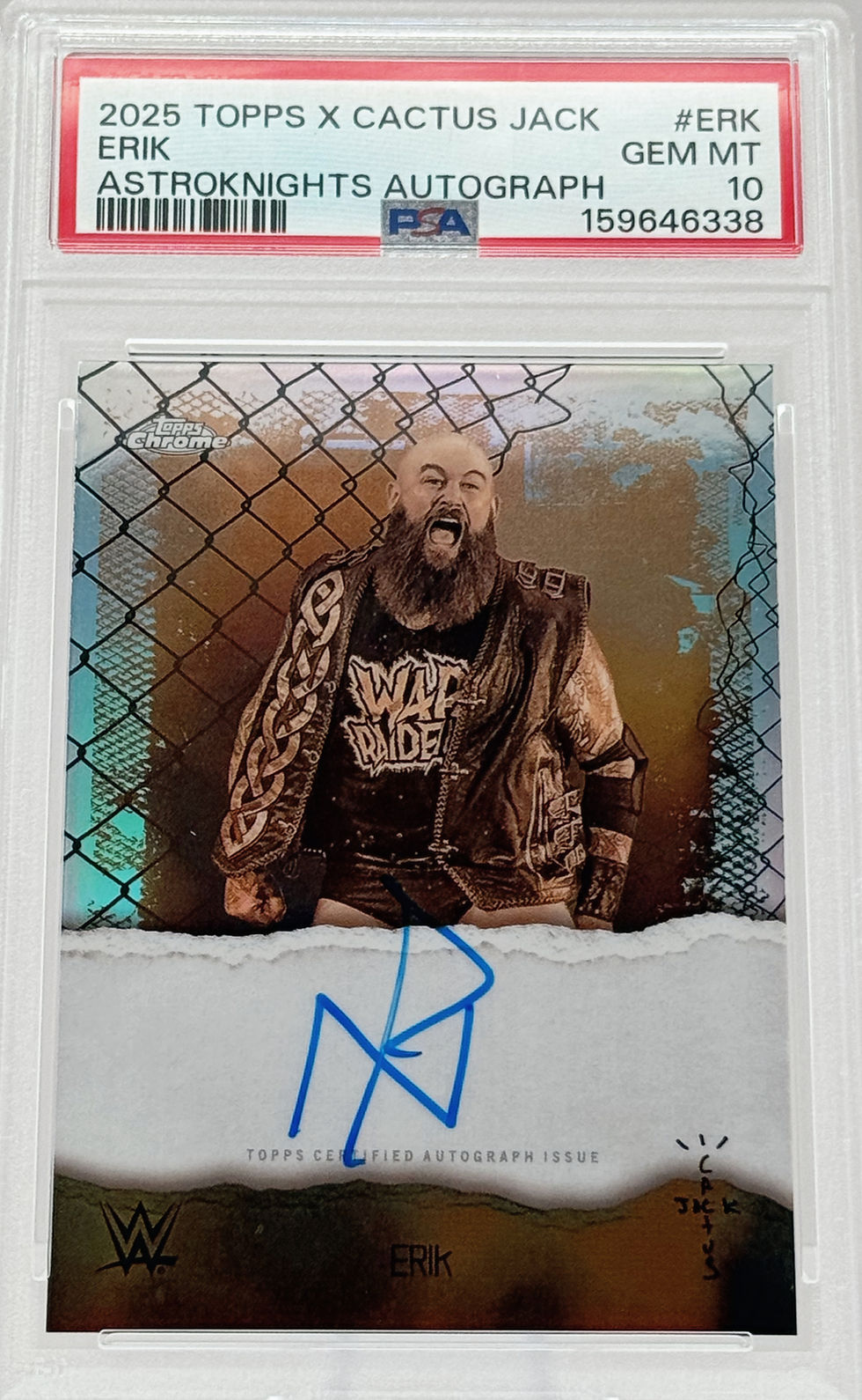 Erik (2025) Topps Chrome WWE x Cactus Jack #AKA-ERK – Astro Knights Autograph Front View