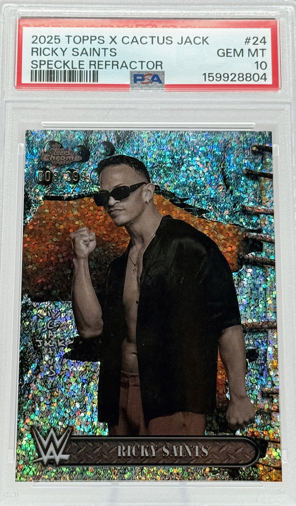 Ricky Saints (2025) Topps X Cactus Jack #24 S#008/299 Speckle Refractor Front View